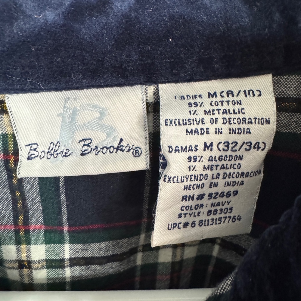 Bobbie Brooks plaid long‎ sleeve button up Christmas size medium - Picture 4 of 5